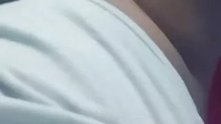 busty licking nipple