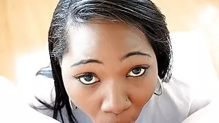 Thick ebony Ashanti Miller POV deepthroat and swallow