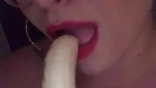 Sucking banana
