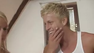 Guy finds his blonde girlfriend riding another cock