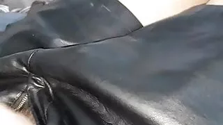 Vacuuming my cock in leather jackets