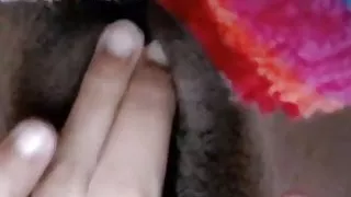 Ebony pissing and fingering