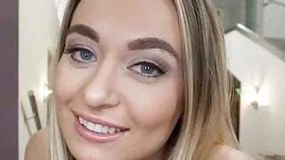 Blonde Beauty sucks a Black Dick