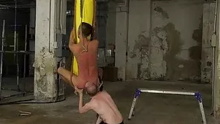Bound sub slave endures bareback fucking from naughty dom