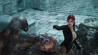 3d animation moster sex with a red head big tits babe