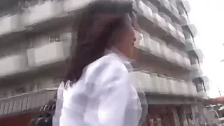 Shy Japanese schoolgirl filmed pissing loads outdoor