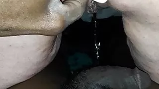 Pissing on my BIG BLACK COCK