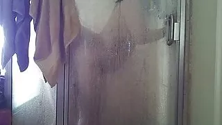 Asian Wife Fucking Doggy Style in Shower