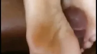 BBW redbone maid footjob