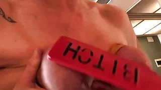 Slapping  bondage tits slave