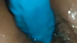 Dildo in pussy while sucking dick