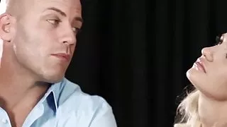 Blond siren gets tag teamed by two hard cocks