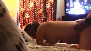 Chubby blonde with swinging tits