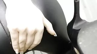 Goth girl farting in latex