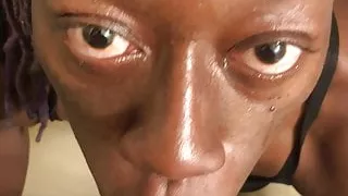 Ebony whore blows me deepthroats then swallows