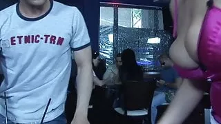 Dirty blonde MILF gets fucked in a restaurant