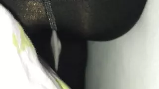 Slut turkish woman in Shiny black opaque tights