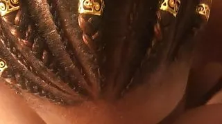 Busty Ebony whore blows and deepthroats cum in her mouth