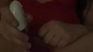 Wife pushes out large butt plug from her pussy