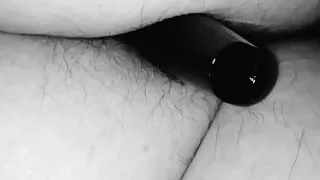 Hairy ass toy playing