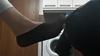 slave kissing my feet on socks