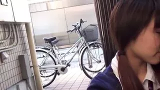Japanese schoolgirl licking and sucking in closeup