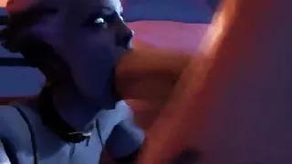 Big tits 3D Liara mouth fucked loop