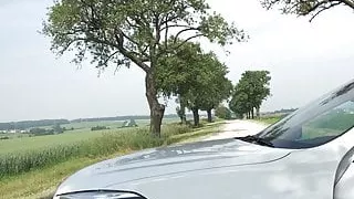 Nackt Autofahren, Wichsen in der Öffentlichkeit, Cockring und Ballstretcher