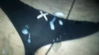 Cuming on my Wife's nylon Arse