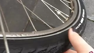 MyDirtyHobby - Teen rubbing her pussy on her bike!