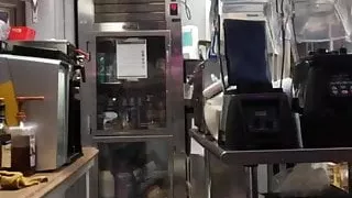 brunete bikini barista lingerie ass