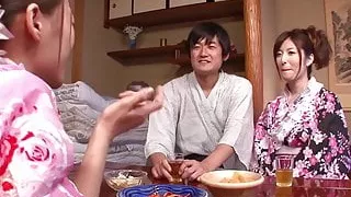 Japanese geisha gets fucked while her girlfriend is asleep