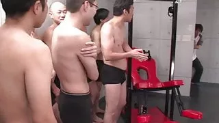 Real Japanese schoolgirl in a fuck and suck gangbang