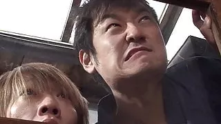 Japanese teen geisha has her hairy pussy toyed in a dojo