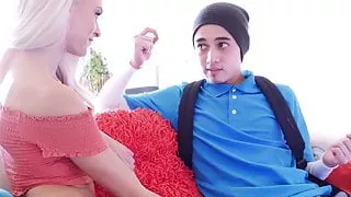 Young beauty Emma Hix toys her pussy before doggystyle