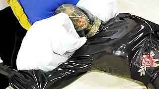 Gasmask Latex bondage Breath Play