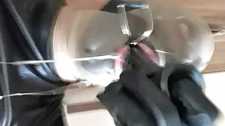 Sloopy deep throat latex and nylon mask