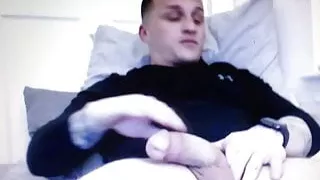 Straight sexy hot guy with huge hung thick cock jerking