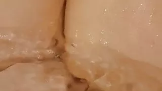 POV of amateur babe playing with her pussy in the bathtub