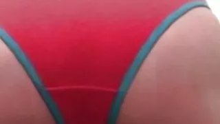 Blonde girl farting up her panties