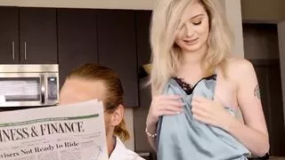 Beautiful white lady carrying step dad, tempting handsome guy