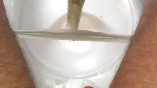 Pissing in white cotton panties