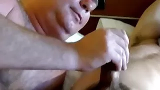 Amateur youngster watches as mature homo sucks him dry