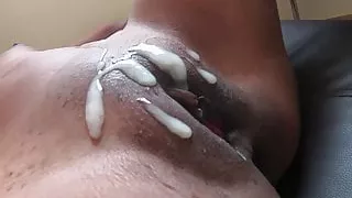 Ebony pussy creampied