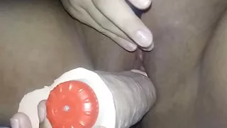 My Wife With The Console And Vibrator Enjoying.