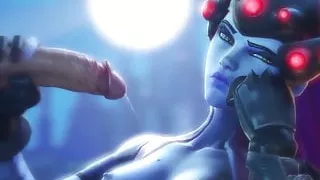 Sexy Overwatch heroes give blowjobs and fuck hard