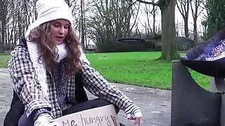 Homeless teen fucks granddad in the park for little cash