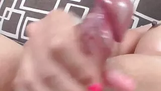 Fiery Thai ladyboy jerking off and toying all alone