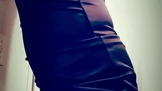 Crossdresser wearing silky dress