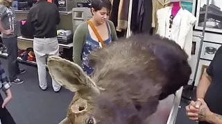 Cuties earn some money by sharing a cock in the pawnshop